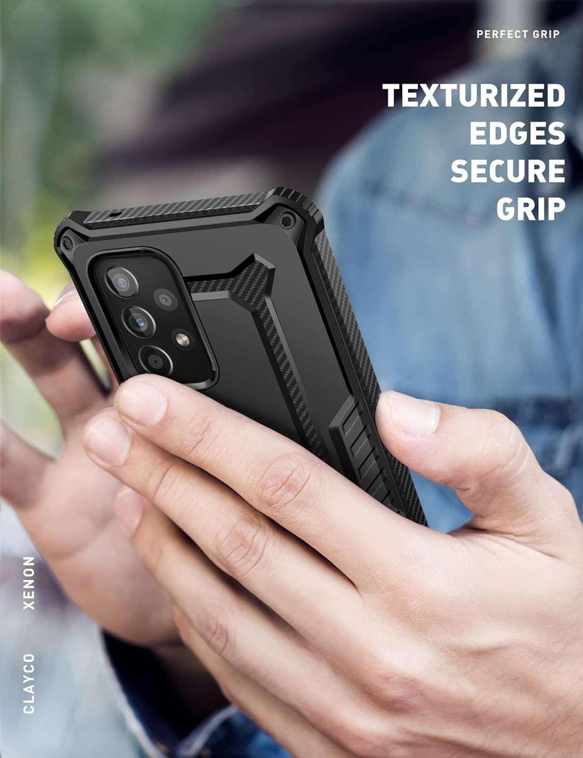 Clayco Xenon Case for Samsung Galaxy A53 5G Case, [Built-In Screen Protector] Full-Body Rugged Cover Compatible with Fingerprint Reader, 6.4 Inch 2022 Release Black
