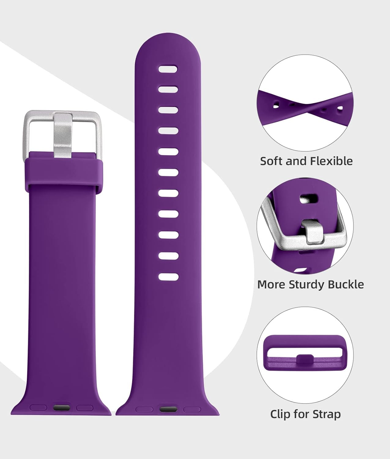 Compatible for Apple Watch Band 38Mm 40Mm 41Mm 42Mm 44Mm 45Mm,Soft Silicone Sport Replacement Strap Compatible with Iwatch Series SE/7/6/5/4/3/2/1 Women Men