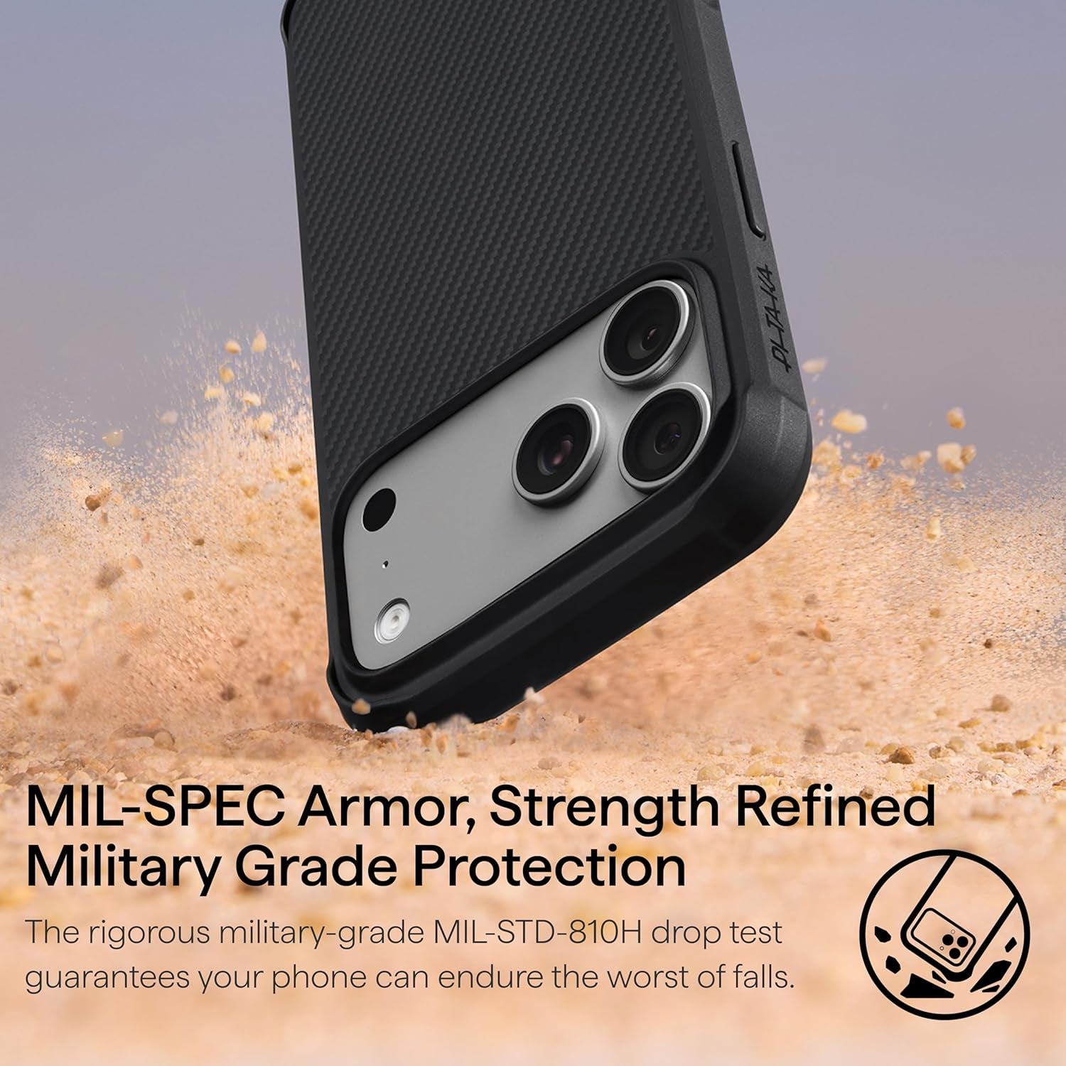 Pitaka for Iphone 17 Pro Max Case 6.9", Military Grade Protective Case, Compatible with Magsafe, 600D Aramid Fiber Woven & TPU Combined, Proguard - Black/Grey(Twill)