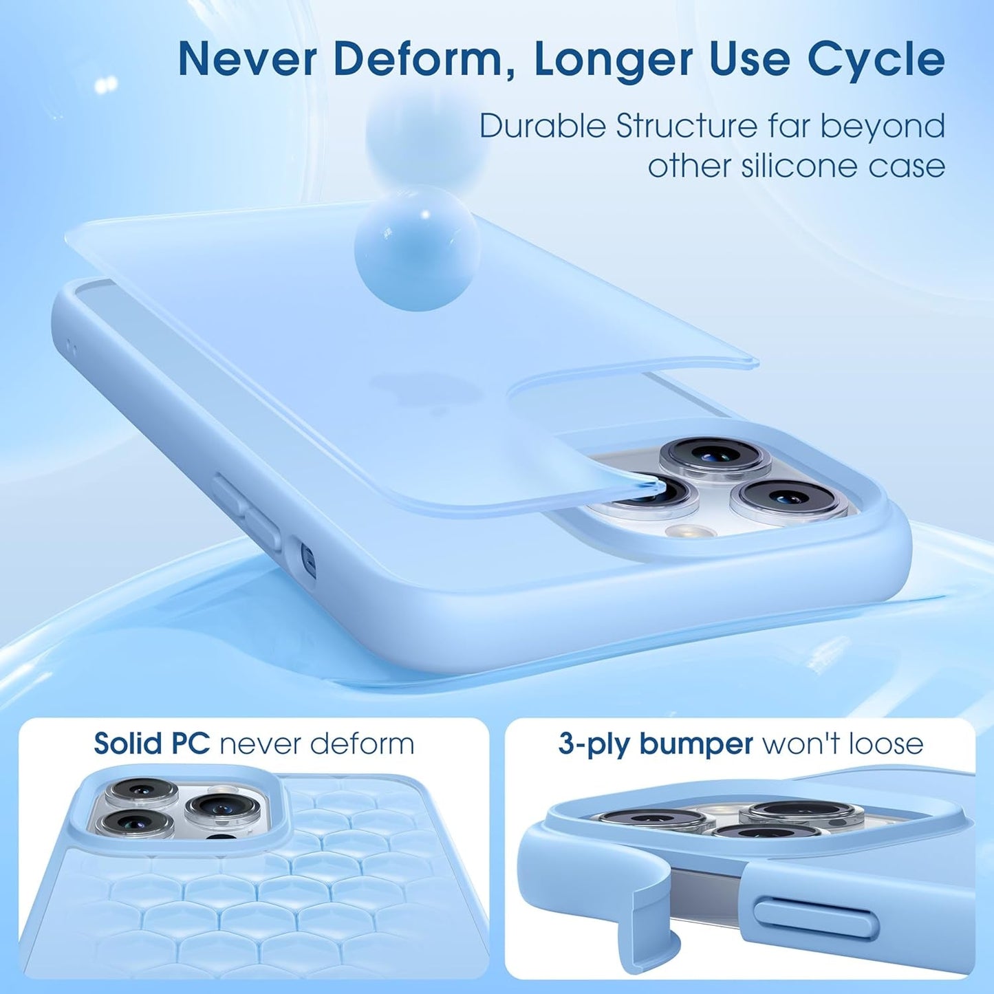 Alphex Colored Transluscent for Iphone 14 Pro Max Case, Sleek Retro Design, German Quality Standard Certified, 12FT Military-Grade Protection, Slim Matte Hard Back Case 6.7-Inch, Sierra Blue  Alphex   