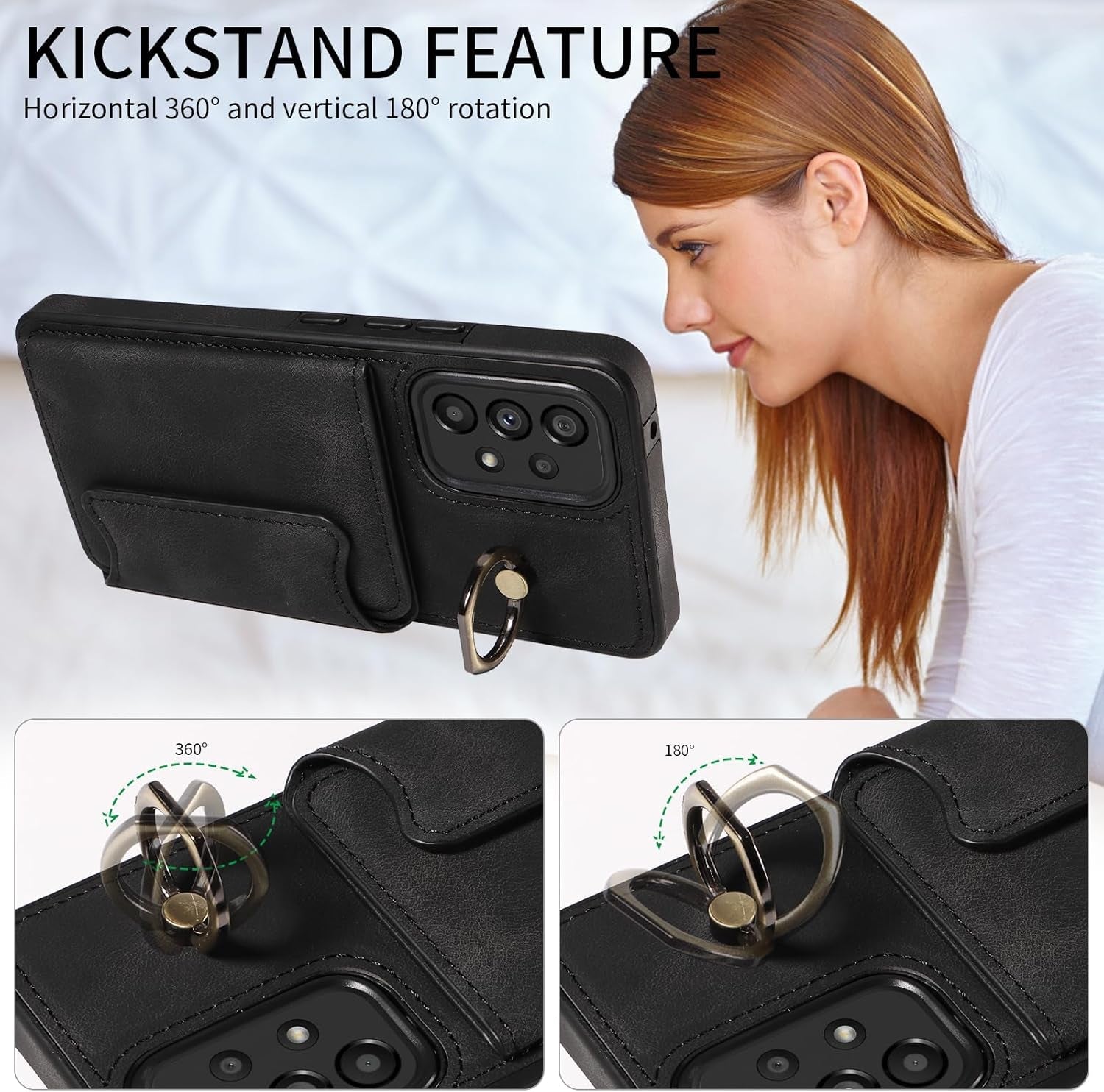 Asuwish Phone Case for Samsung Galaxy A53 5G Wallet Cover with Tempered Glass Screen Protector and Ring Stand Credit Card Holder Slot Leather Cell a 53 G5 53A SM A536U 6.5" 2022 Women Girls Men Black