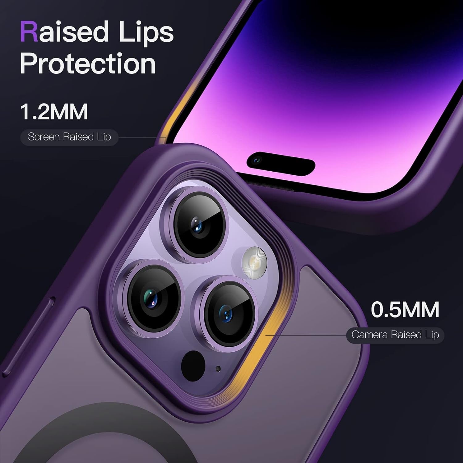 Jetech Magnetic Case for Iphone 14 Pro 6.1-Inch Compatible with Magsafe, Translucent Matte Back Slim Shockproof Phone Cover (Deep Purple)  JETech   