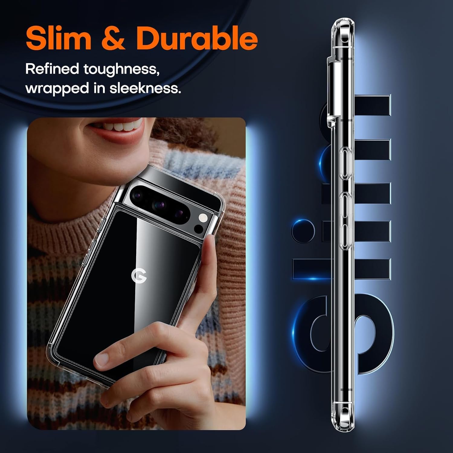 TAURI for Google Pixel 8 Pro Case, [5 in 1] 1X Clear Case [Not-Yellowing] with 2X Screen Protector + 2X Camera Lens Protector, [Military Grade Protection] Slim Case for Pixel 8 Pro  TAURI   