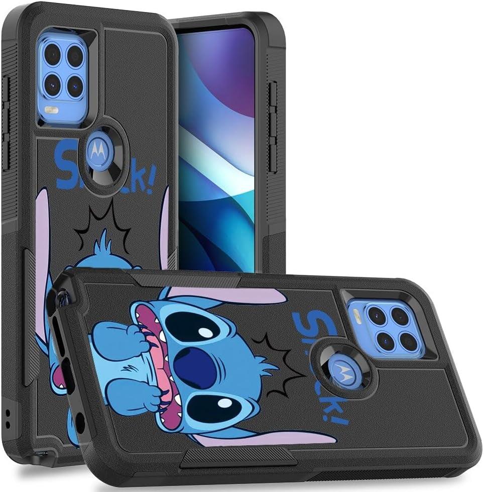 Heavy Duty Phone Case for Motorola Moto G Stylus 5G 2022 Case 6.8",Cartoon Anime Character Black Cover Full Body Rugged Shockproof Protective Funda for Women Men for Motorola G Stylus 5G 2022
