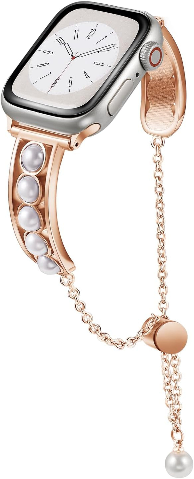 Elegant Pearl Chain Compatible with Apple Watch Band 49Mm 45Mm 44Mm 42Mm 41Mm 40Mm 38Mm, Luxury Stainless Steel Strap for Iwatch Ultra 2 1 Series 9 8 7 SE 6 5 4 3 2 1