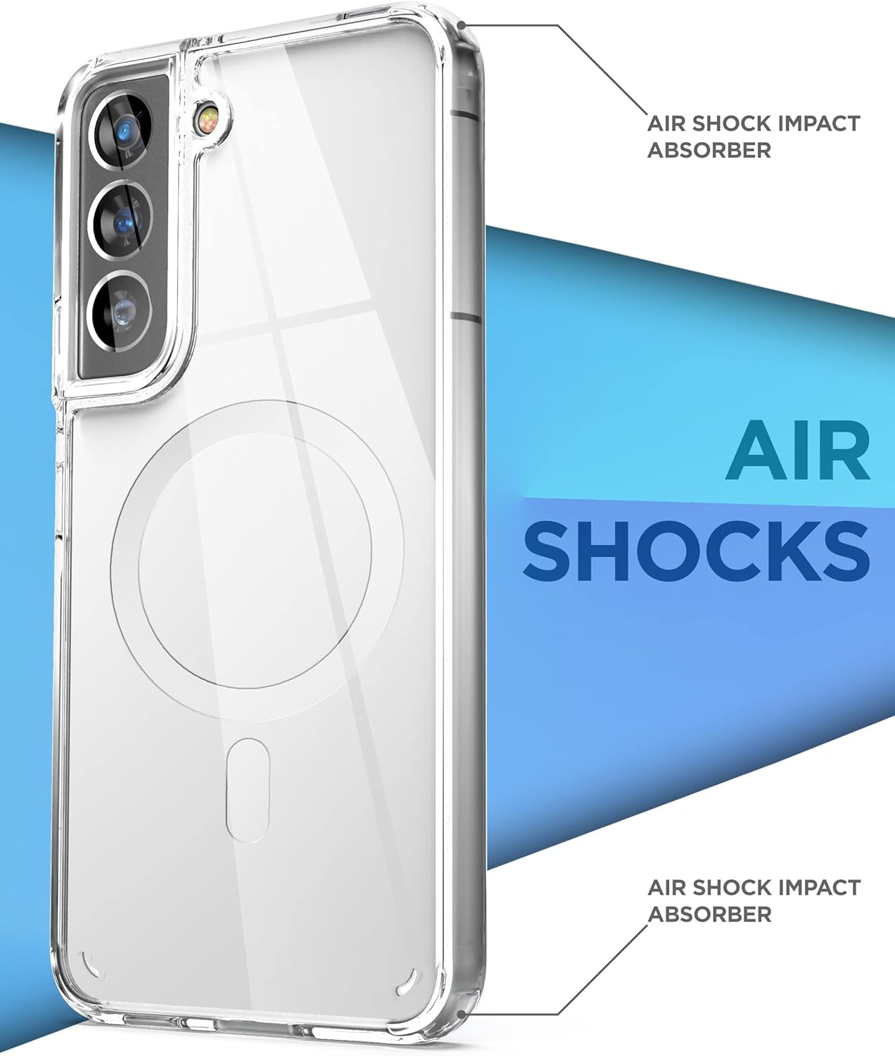 ENCASED Clear Back for for Samsung Galaxy S22 plus Case, Slim Magnetic Phone Case Compatible with Magsafe (S22+)