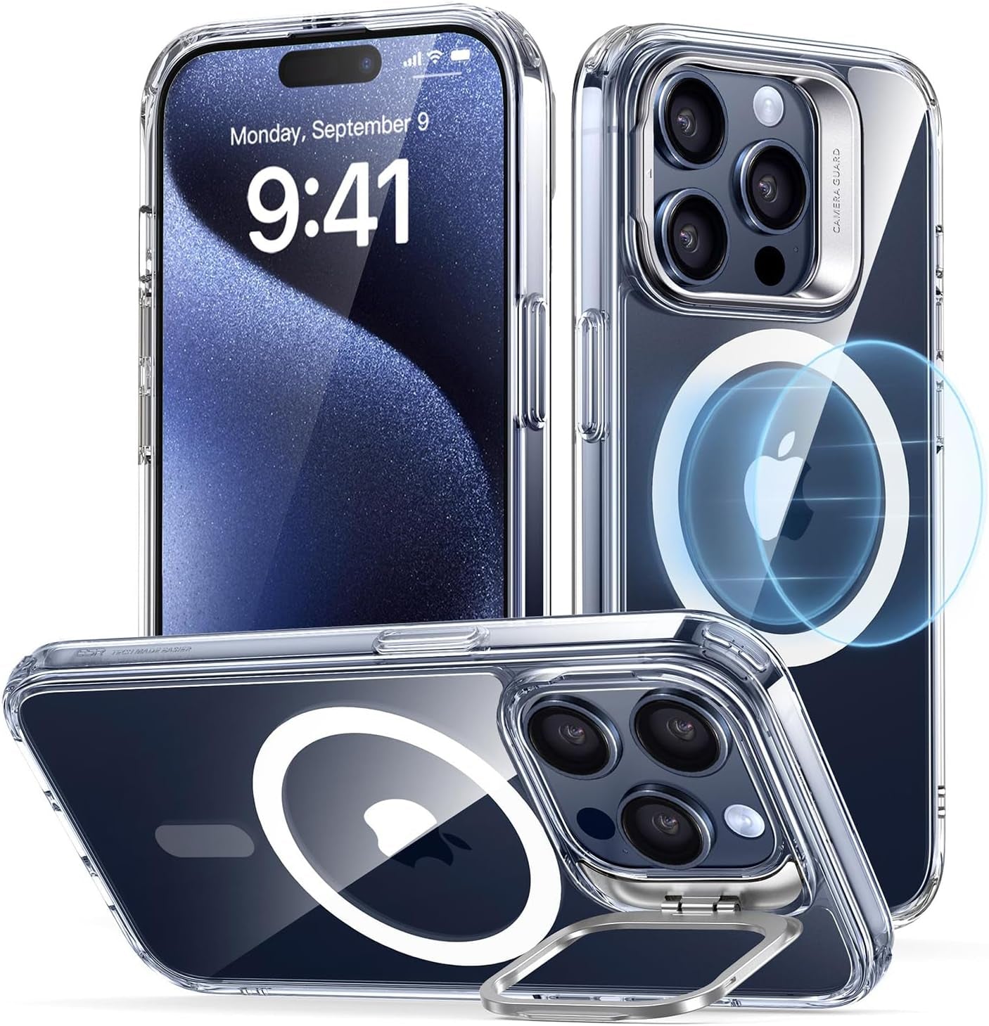 ESR for Iphone 17 Pro Max Case with Stash Stand, Camera Control Cover Compatible with Magsafe, Military-Grade Drop Protection Phone Case for Iphone 17 Pro Max, Scratch-Resistant Back Cover, Clear