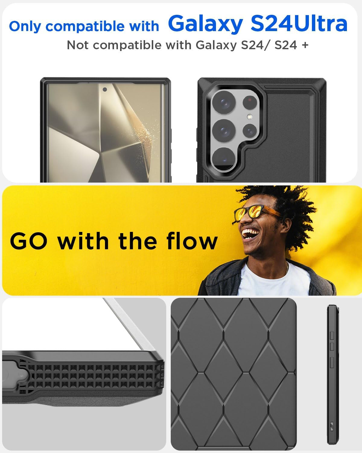 Aicase for Samsung Galaxy S24 Ultra Case with Glass Screen Protector,Heavy Duty Drop Protection Full Body Rugged Shockproof Military Protective Tough Durable Cover for Galaxy S24 Ultra 6.8" 5G 2024_1