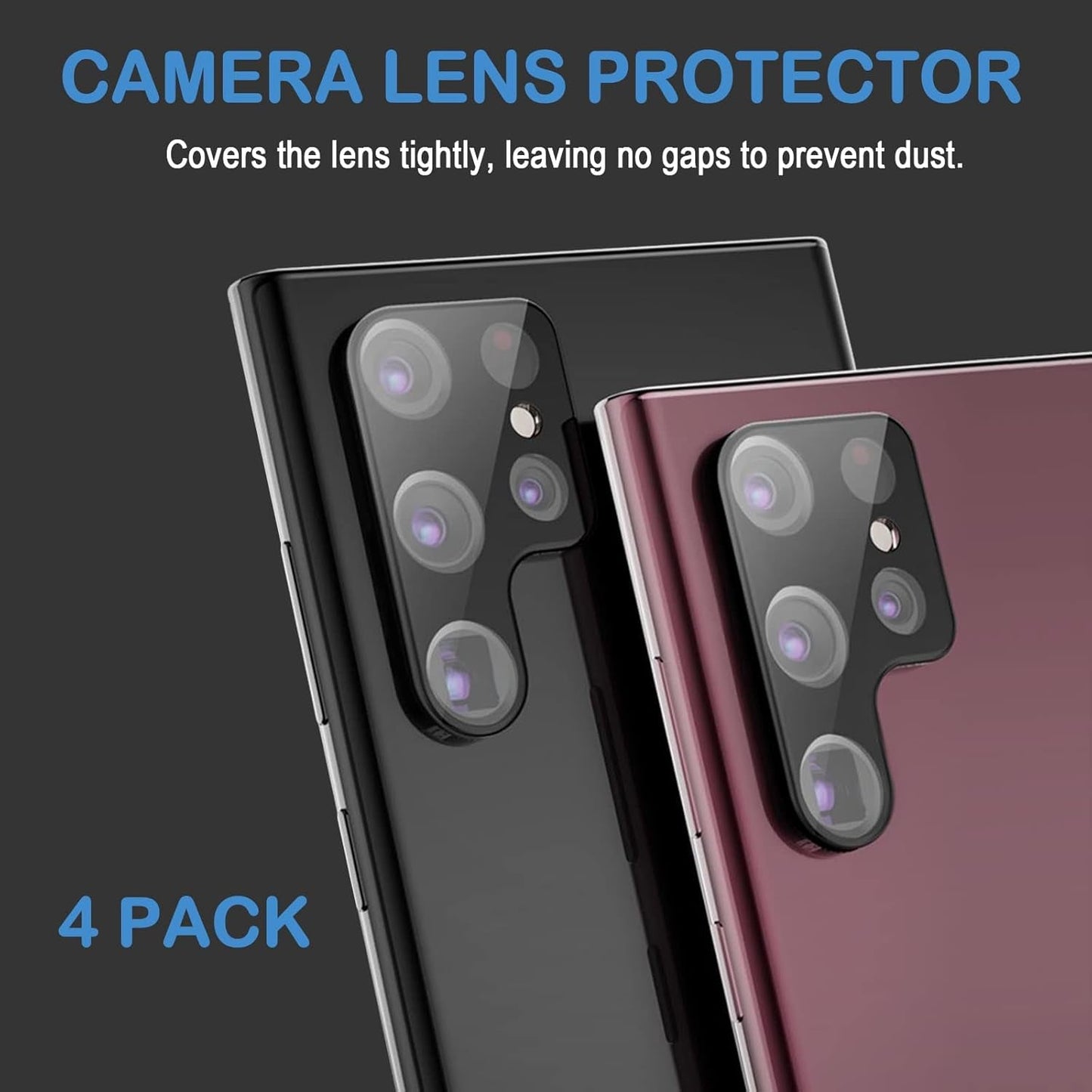 Arshek [4 Pack] Camera Lens Protector Cover for Samsung Galaxy S22 Ultra 5G, 9H Tempered Glass Camera Screen Protector, Case