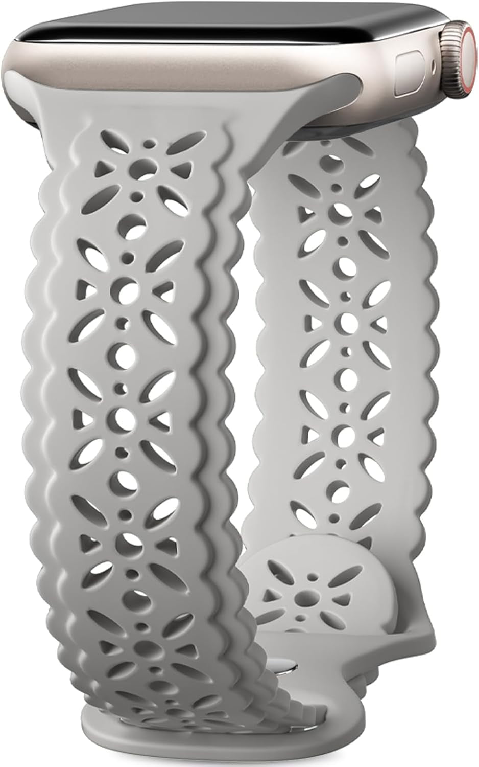 Getino Lace Silicone Band Compatible with Apple Watch Bands for Women 40Mm 41Mm 38Mm 44Mm 45Mm 42Mm 49Mm, Breathable Hollow-Out Sport Strap Slim Thin Bands for Iwatch SE Series 9 8 7 6 5 4 3 2 1 Ultra