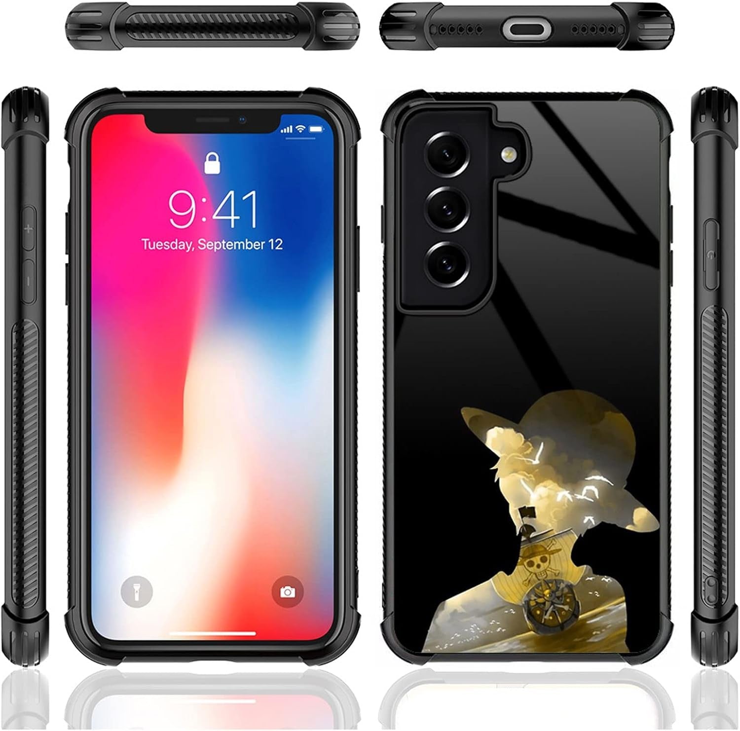 Compatible with Samsung Galaxy S22 plus Case,Man and Boat Anime Pattern Design Shockproof Non-Slip Case for Samsung Galaxy S22 Plus