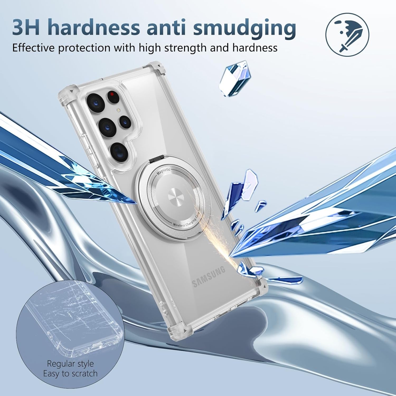For Samsung Galaxy S22 Ultra Case Magnetic Compatible with Magsafe Galaxy S22Ultra Case with Glass Screen Protector,With Kickstand Military Grade Drop Protection Shockproof S22Ultra Case Clear