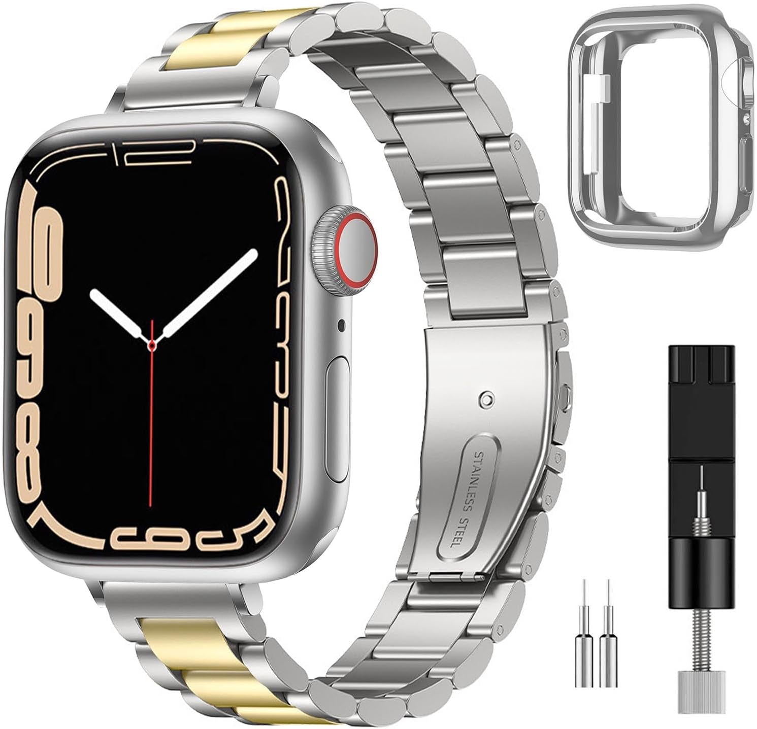 BOTOMALL Compatible with Apple Watch Band 49Mm 45Mm 44Mm 42Mm 41Mm 40Mm 38Mm, Slim Stainless Steel Metal Strap for Iwatch Series 9 8 7 6 5 4 SE 3 2 1 Women Men