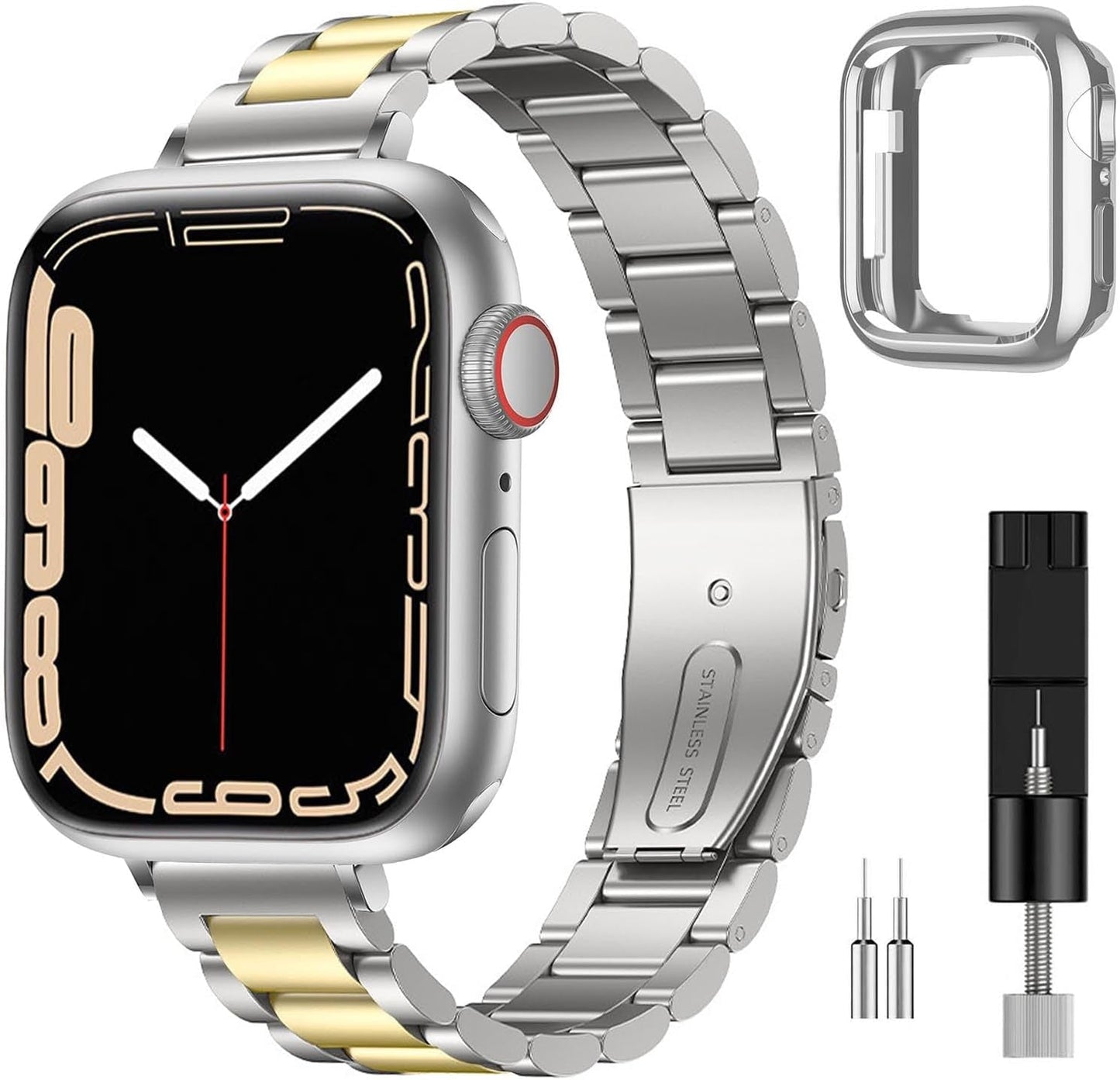 BOTOMALL Compatible with Apple Watch Band 49Mm 45Mm 44Mm 42Mm 41Mm 40Mm 38Mm, Slim Stainless Steel Metal Strap for Iwatch Series 9 8 7 6 5 4 SE 3 2 1 Women Men