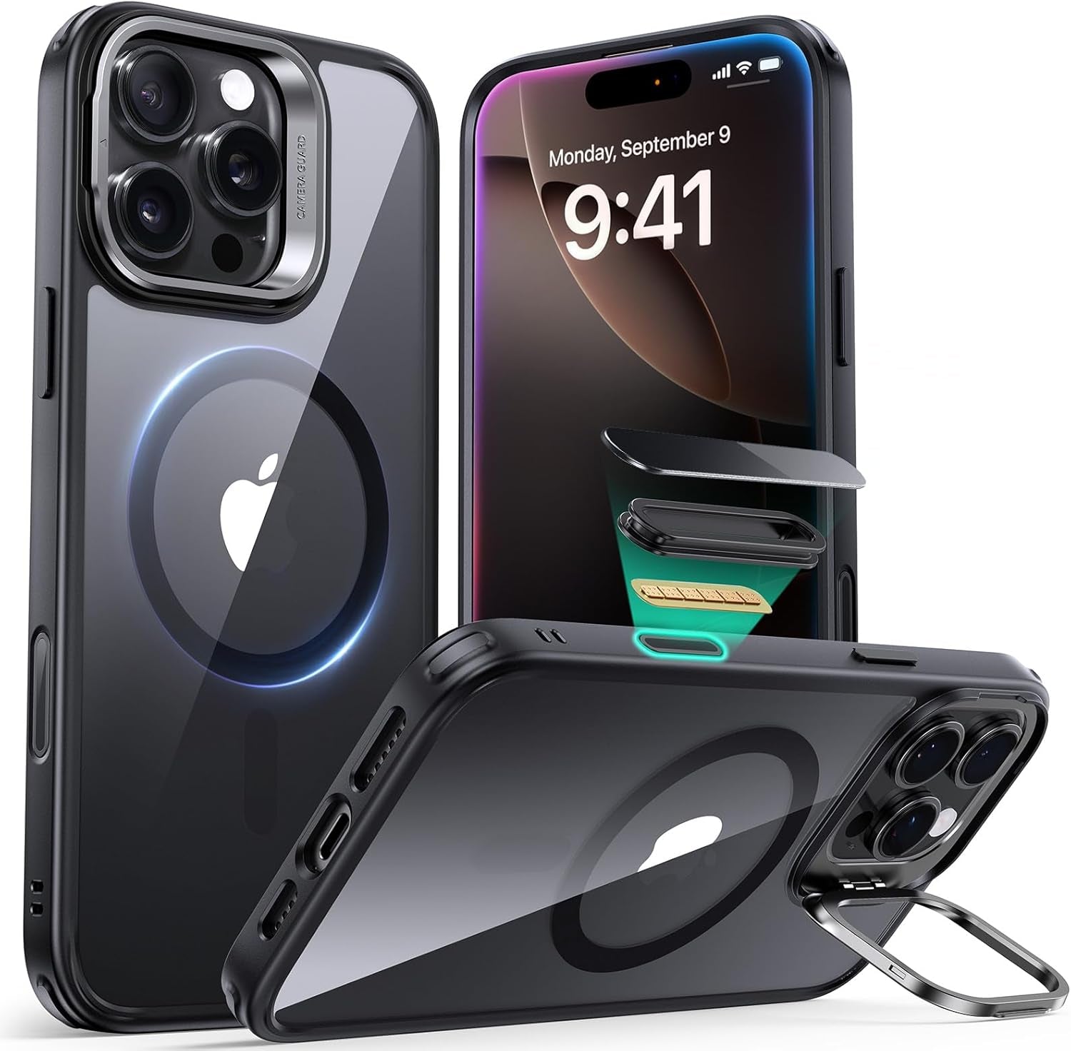 ESR for Iphone 17 Pro Max Case with Stash Stand, Camera Control Cover Compatible with Magsafe, Military-Grade Drop Protection Phone Case for Iphone 17 Pro Max, Scratch-Resistant Back Cover, Clear