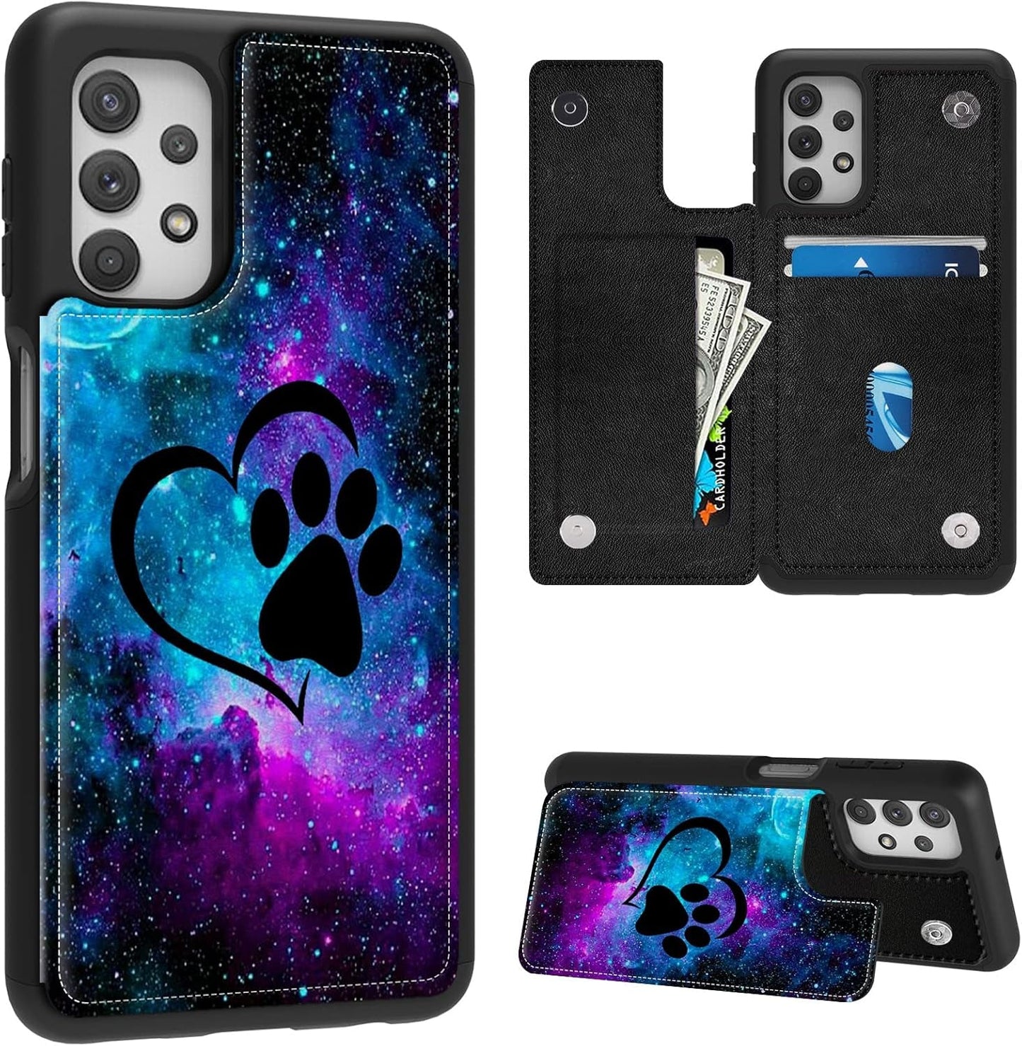 Case for Samsung Galaxy A14 5G Wallet Phone Case with Card Holder,Pu Leather Kickstand Card Slot Cover for Women Men (Dual Magnetic Clasp+Rfid Blocking)-Bald Eagle with Flag