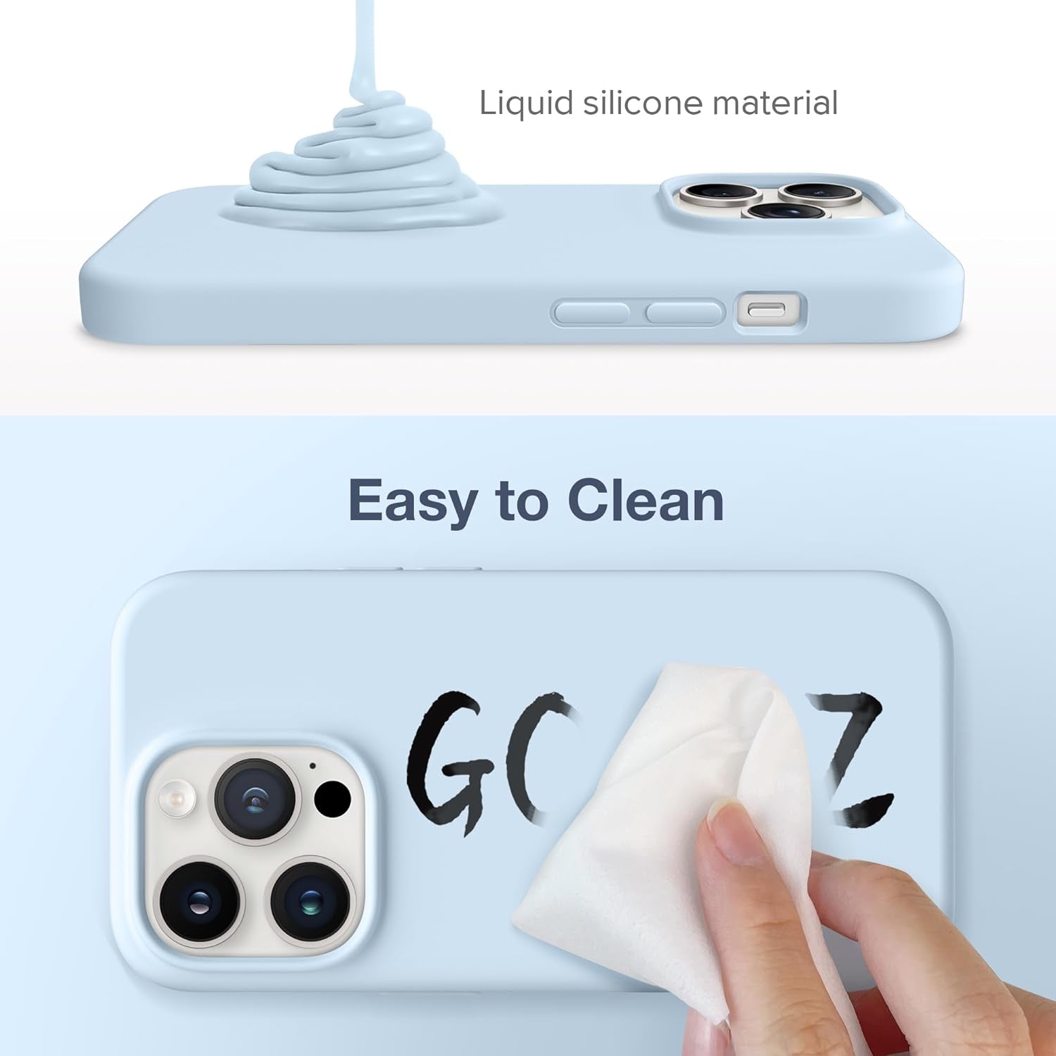 GONEZ for Iphone 14 Pro Max Case Silicone, Compatible with Magsafe, with 2X Screen Protector + 2X Camera Lens Protector, Liquid Silicone Shockproof Protective Iphone 14 Promax Case, Blue  GONEZ   