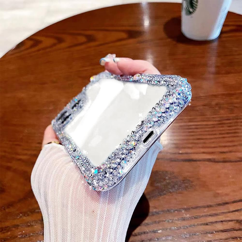 Cavdycidy Compatible with Samsung Galaxy S22 plus Bling Clear Case for Women,Glitter Phone Case with Sparkle Rhinestone Diamond Camera Protection，Airbag Anti-Fall Crystal Hard Cover for Girl