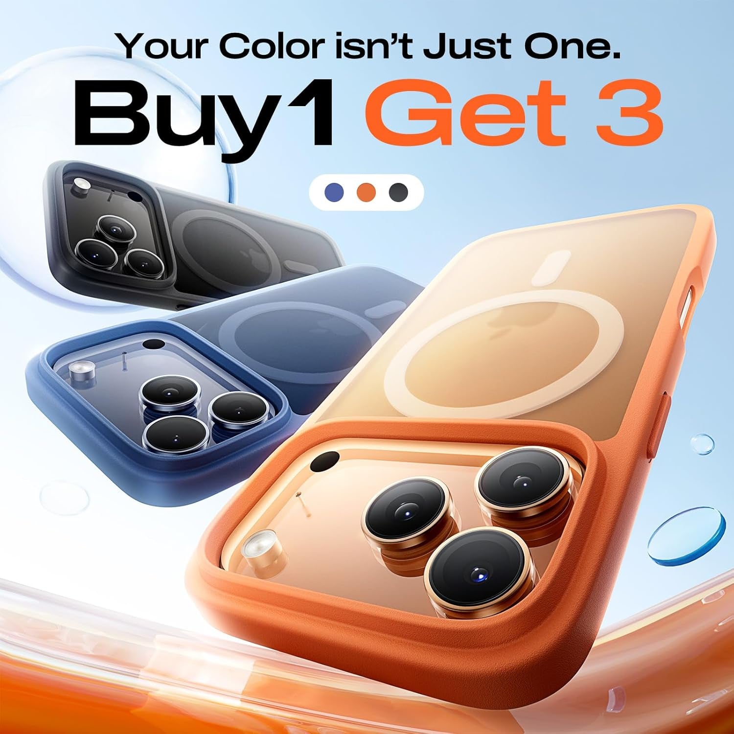 LISEN 3 in 1 Shockproof for Iphone 17 Pro Max Case [2025 Upgrade] (Compatible with Magsafe & Shockproof Military-Grade Protection) Magnetic Phone Cover Funda Para Iphone 17 Pro Max, 3-Color Set