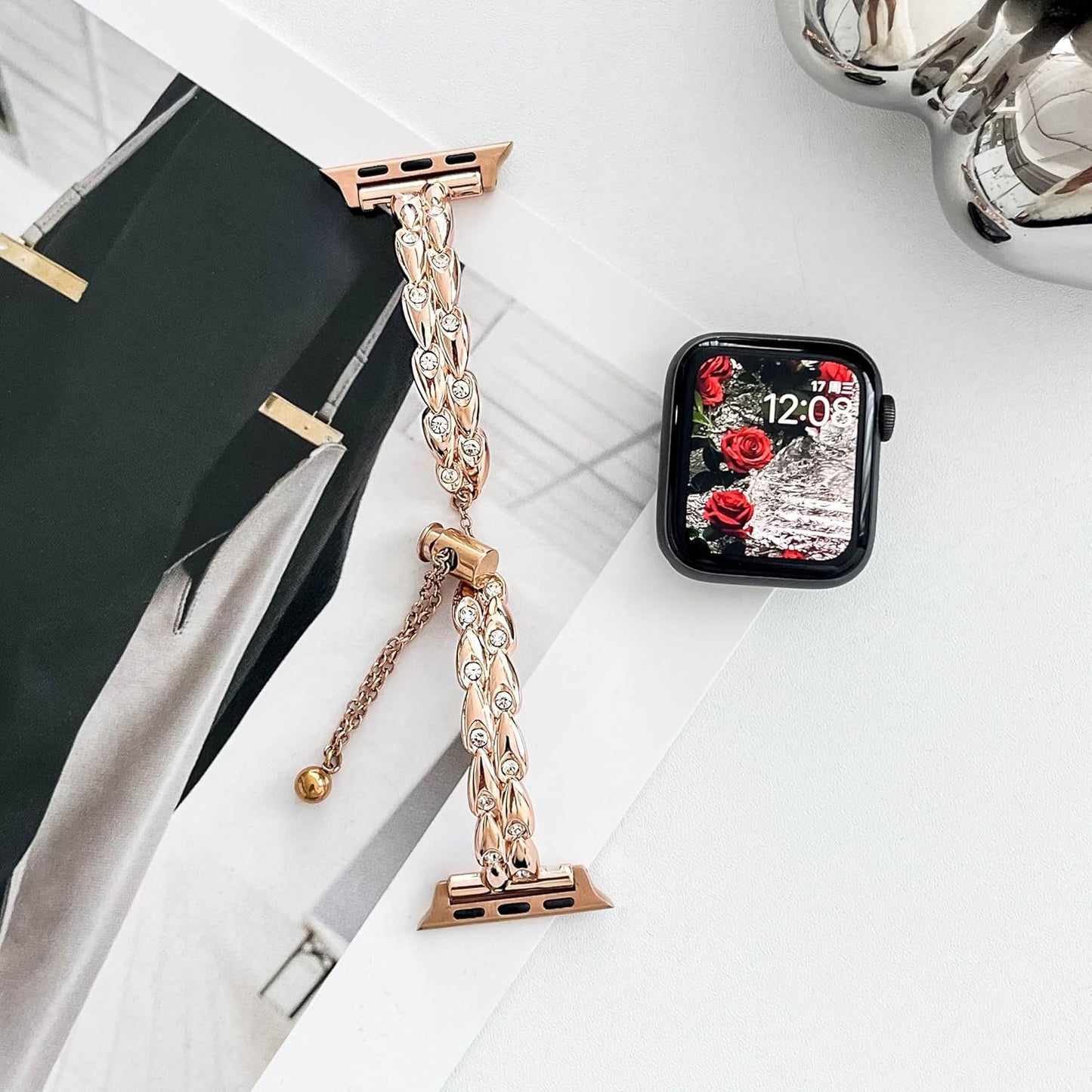 Bling Diamond Metal Bands Compatible with Apple Watch Band 38Mm 40Mm 41Mm 42Mm 44Mm 45Mm 49Mm, Women Jewelry Strap Dressy Peacock Bracelet for Iwatch Series 9 8 7 6 5 4 3 2 1 SE Ultra