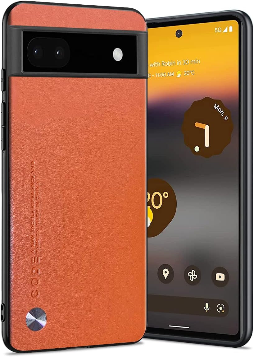 For Google Pixel 6A Case 5G (2022), Soft TPU Artificial Leather Case,Extremely Light Ultra-Light Camera Protection Leather Cover Case for Google Pixel 6A 5G(Orange)  Puxssul Orange  