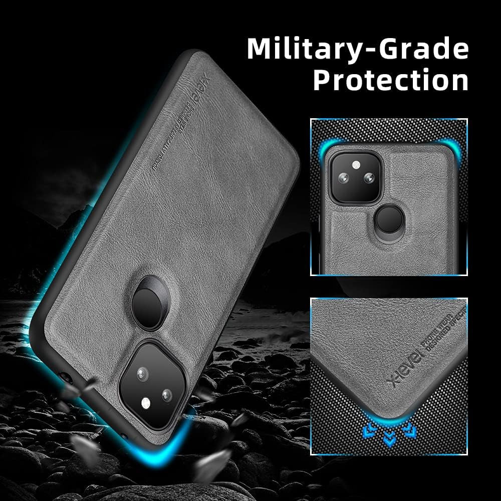X-Level Google Pixel 5A Case 5G, Premium PU Leather Soft TPU Bumper Shockproof Protective Phone Cover Case for Google Pixel 5A 2021 (Gray)  Pipilu   
