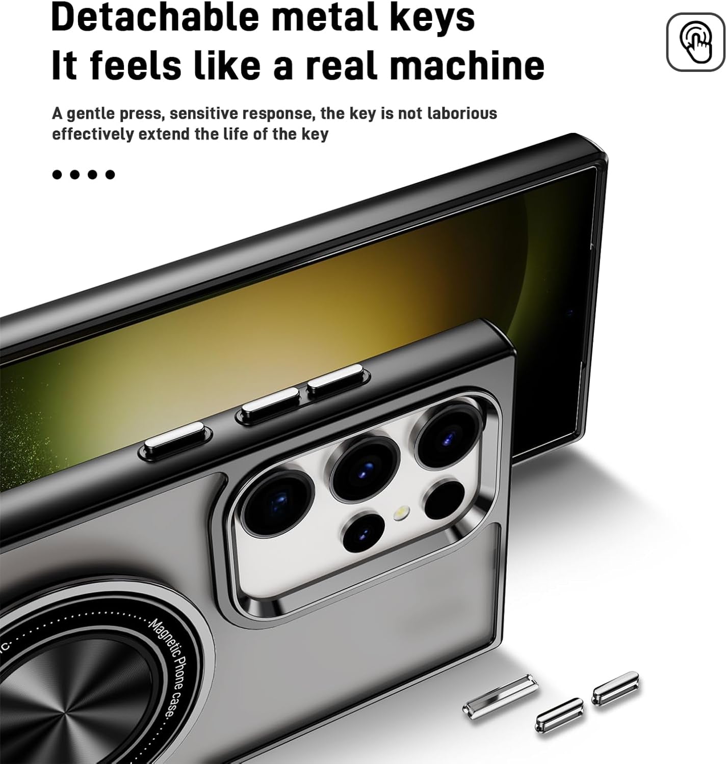 For Galaxy S22 Ultra Case with Magnetic Stand Slim Case with Soft Silicone Bumper for S22 Ultra Cover Wireless Charging Black+Kickstand 13-S22U-07