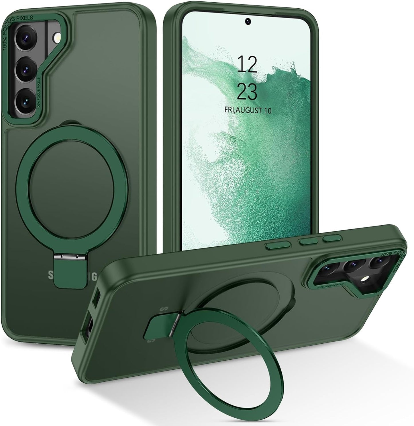 DUEDUE for Samsung Galaxy S22 Case Magnetic with Ring Stand [Compatible with Magsafe], Full Body Protective Cover Slim Shockproof Kickstand Phone Case for Galaxy S22 6.1", Black