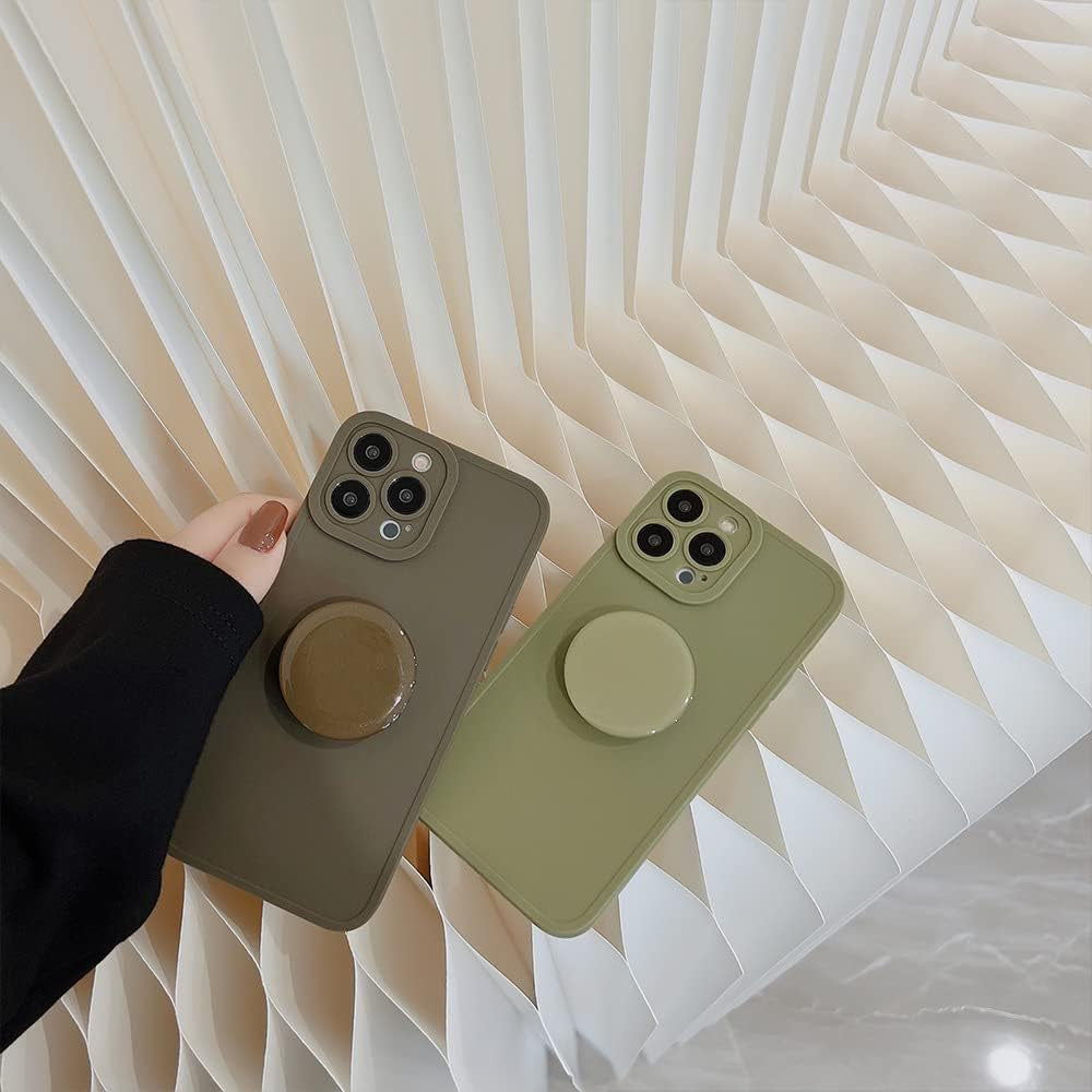 MUYEFW Case for Iphone 15 Pro Case Silicone Women with Ring Stand Holder Kickstand, Girl Cute Gel Rubber Protective Phone Case Cover (Green)  MUYEFW   