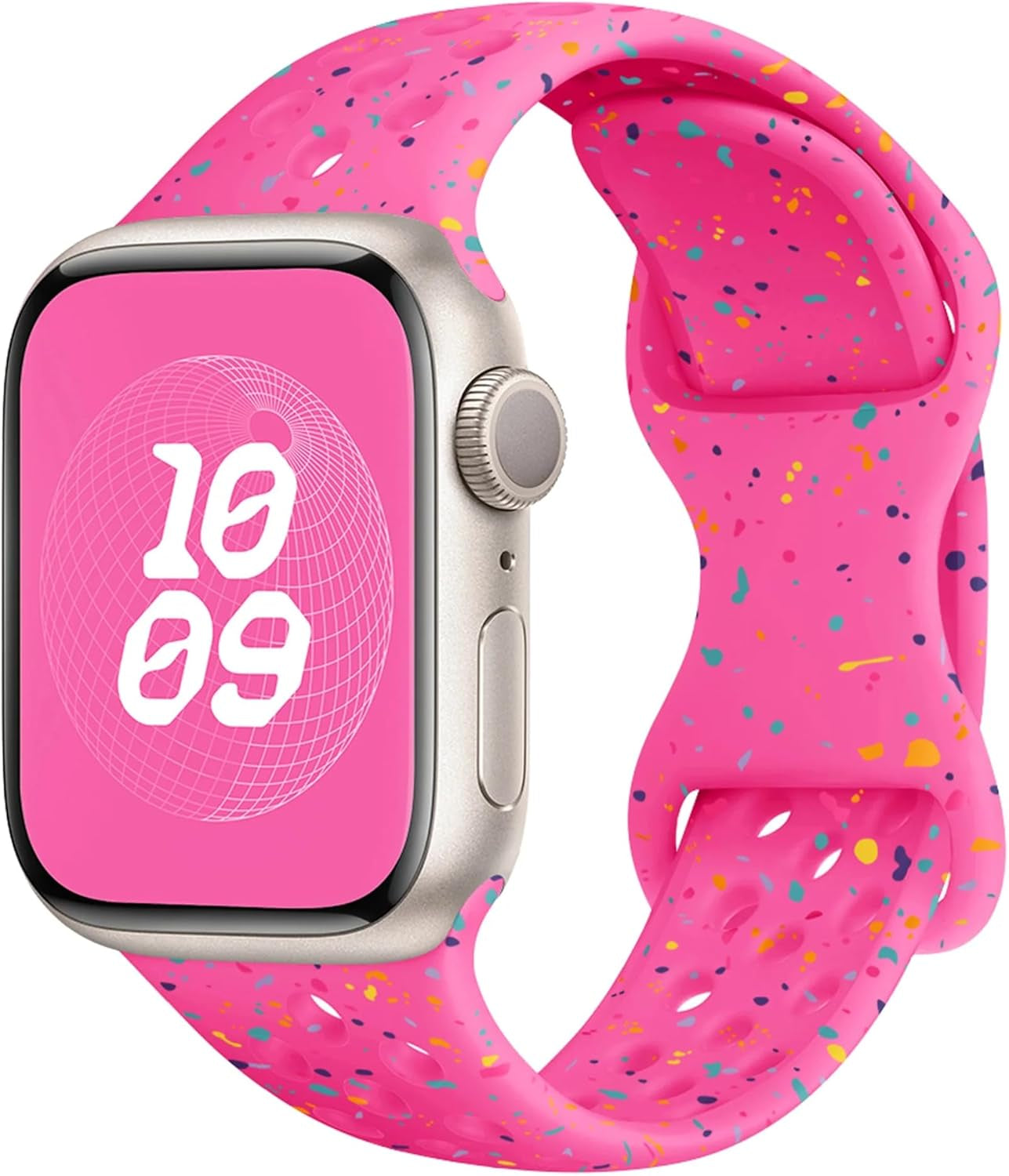 Breathable Sport Silicone Band Compatible with Apple Watch Bands 40Mm 38Mm 44Mm 41Mm 45Mm 42Mm 49Mm Women Men, Soft Wristband Recycled Plastic Strap for Iwatch Bands Series 9 SE 8 7 6 5 4 3 2 1 Ultra