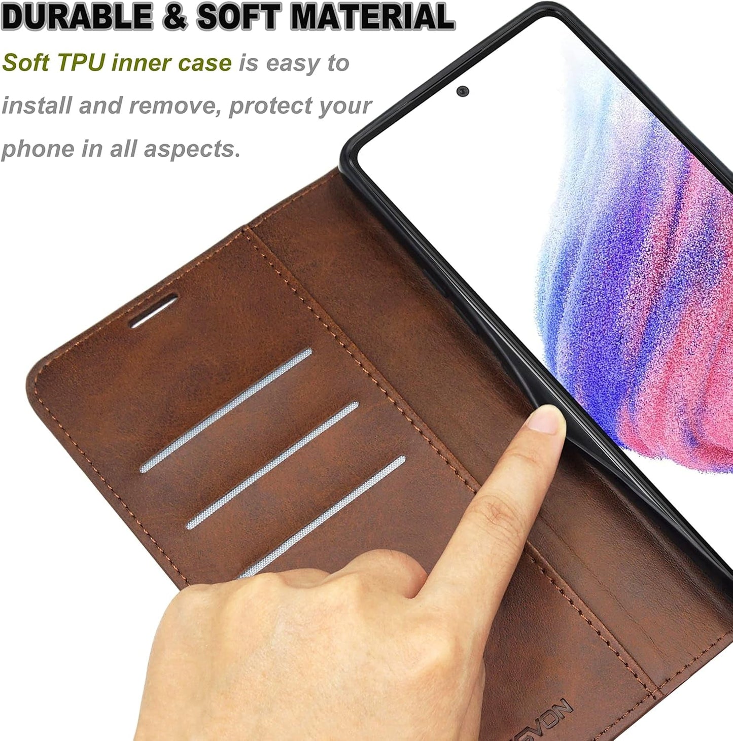 Case for Galaxy A53 5G, Samsung Galaxy A53 5G Leather Wallet Case Magnetic Folio Cover Kickstand Credit Card Holder Shockproof Phone Case for Men Compatible with Galaxy A53 5G (2022) Brown