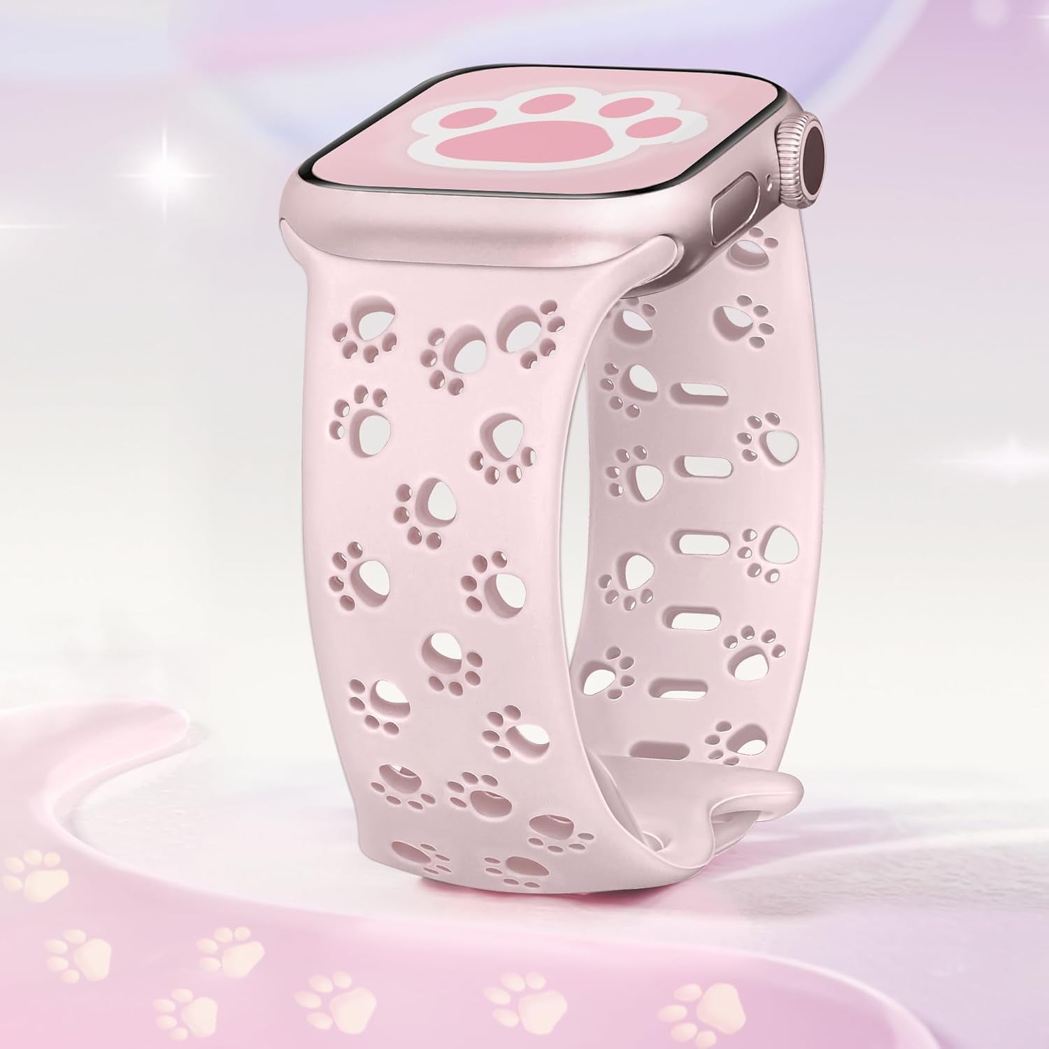 2 Pack Silicone Dog Paw Band for Apple Watch Bands 41Mm 40Mm 38Mm for Women, Cute Animal Cat Designer for Iwatch Bands, Fancy Dressy Sport Band for Apple Watch Band Series 9 Series 8 7 SE 6 5 4 3