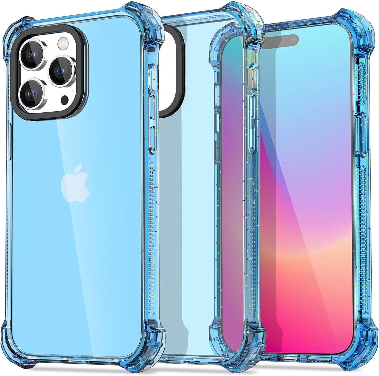 Aicase Clear Blue Bounce Case Compatible with Iphone 15 Plus, Impact Shockproof [Non-Yellowing] [21.3 FT Military Drop Protection] Anti-Scratch Protective Cell Phone Cover  AICase Blue 15 Pro 