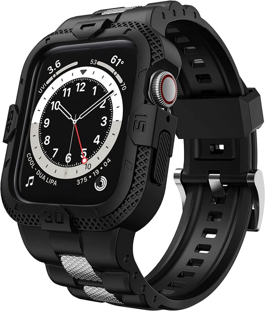 GELISHI Compatible with Apple Watch Band 45Mm 44Mm 42Mm 41Mm 40Mm 38Mm, Men Sport Bands Rugged Case for Watch Series 9 8 7/Series 6 SE 5 4 3