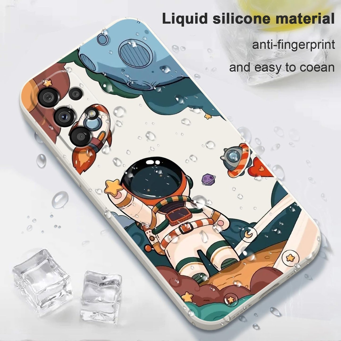 For Samsung Galaxy A53 5G Case Side Creative Design Soft Silicone Drop Protective Flower Case for Samsung A53 5G-Astronaut White