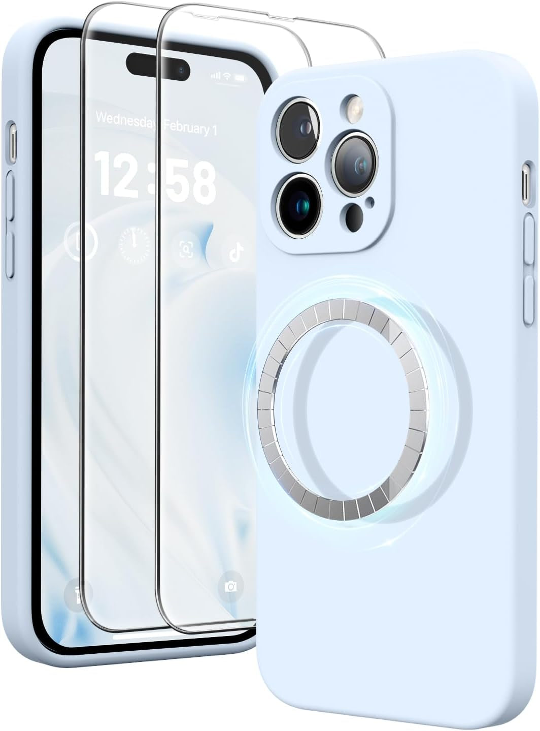 HIKII for Iphone 14 Pro Case Magnetic, Upgraded Silicone [Camera Protection] [Compatible with Magsafe] for Iphone 14 Pro Case with [2 Screen Protectors], 6.1 Inch, Light Brown  HIKII   