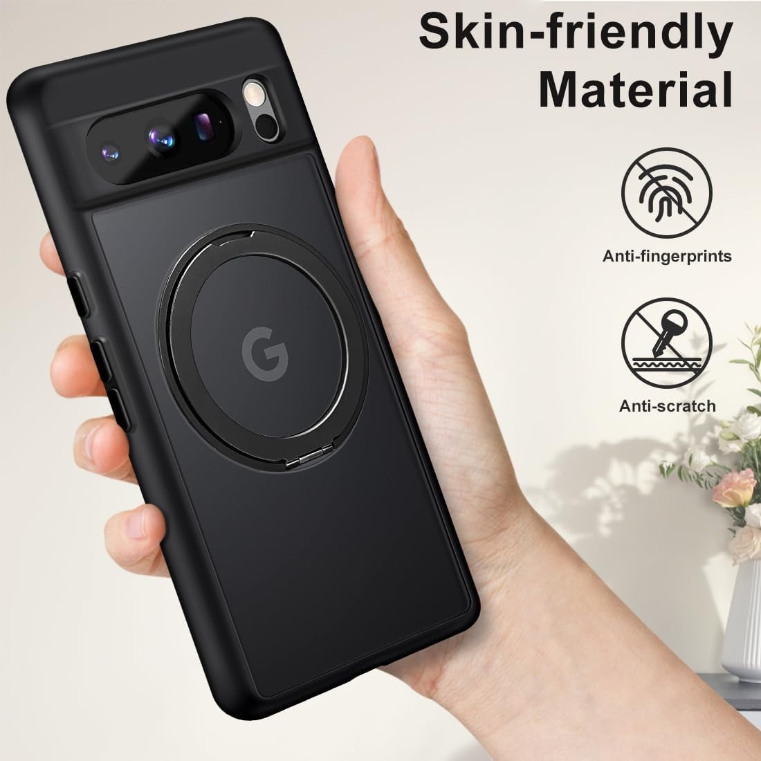 For Google Pixel 8 Pro Magnetic Case Compatible with Magsafe [Invisible Kickstand] Shockproof Anti-Fingerprint Matte Translucent Cover Protective Phone Case for Pixel 8 Pro 5G (Black)  Shenzhenshi Nuofeifan Electronic Commerce Co., Ltd   