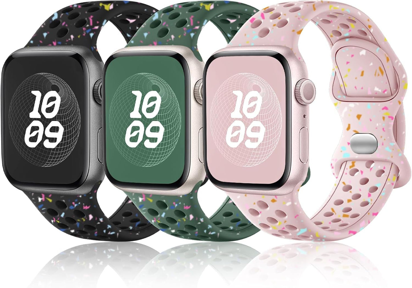 3 Pack Band Compatible with Apple Watch Bands 38Mm 40Mm 41Mm 42Mm 44Mm 45Mm 49Mm for Women Men, Soft Silicone Breathable Sport Strap for Iwatch Bands Series 9 8 7 6 5 4 3 2 1 SE Ultra 2 Ultra