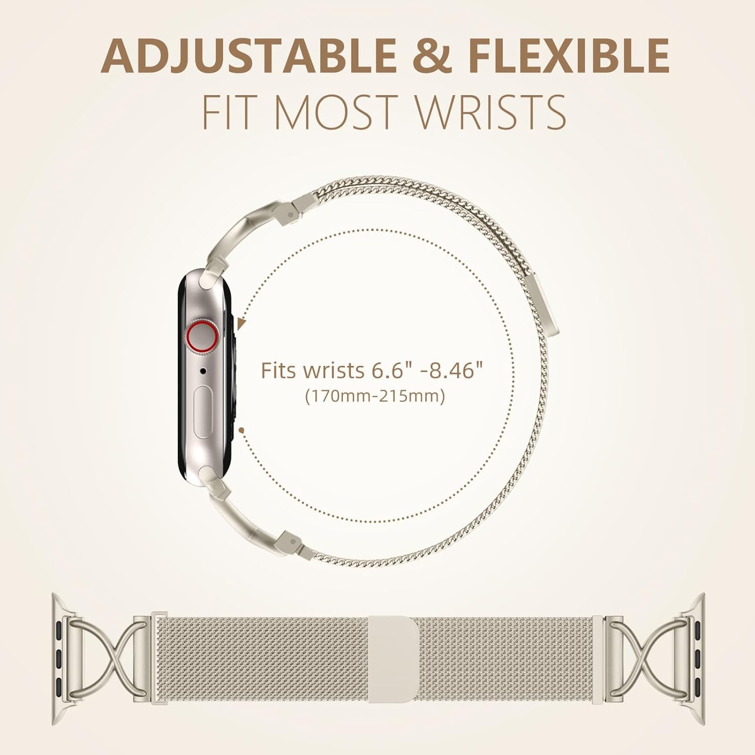 Dirrelo Metal Band Compatible for Apple Watch Bands for Women 40Mm 41Mm 38Mm 44Mm 45Mm 42Mm 49Mm, Mesh Magnetic Strap with X-Shape Stainless Steel Clasp for Iwatch Ultra 2, Series 9/8/7/6/5/4/3/2/1/SE