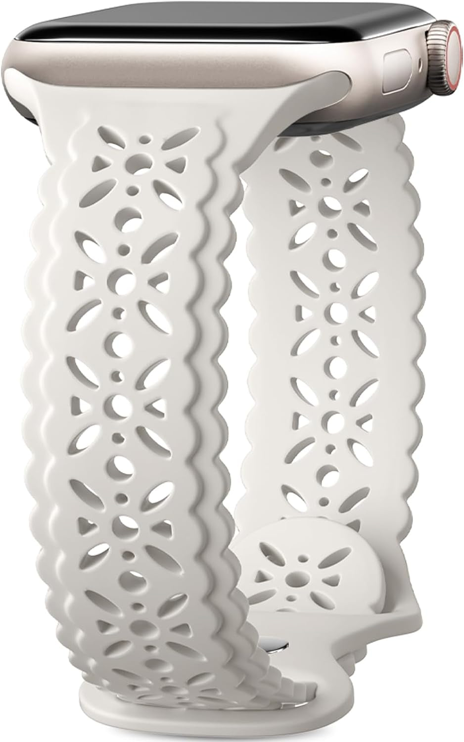 Getino Lace Silicone Band Compatible with Apple Watch Bands for Women 40Mm 41Mm 38Mm 44Mm 45Mm 42Mm 49Mm, Breathable Hollow-Out Sport Strap Slim Thin Bands for Iwatch SE Series 9 8 7 6 5 4 3 2 1 Ultra