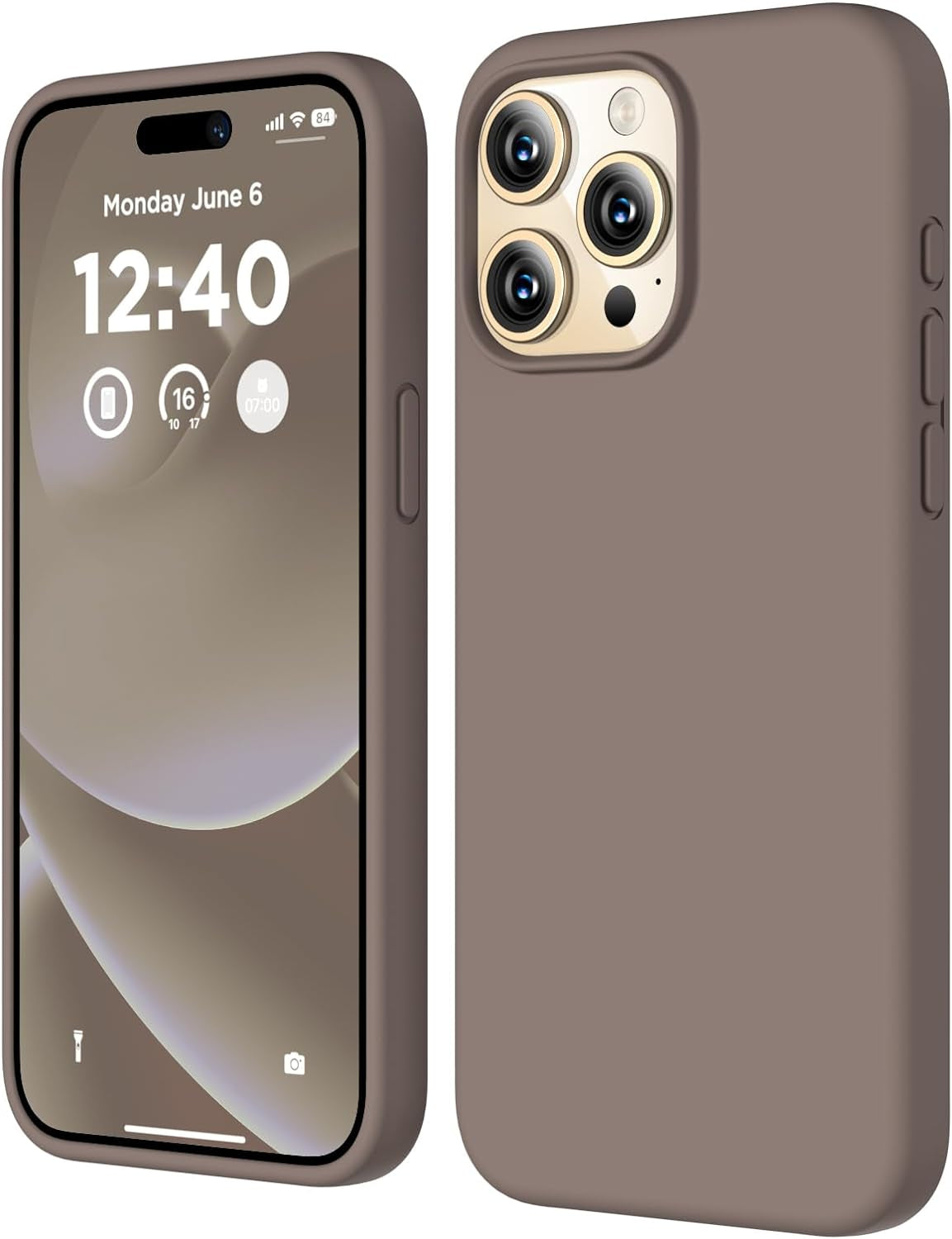 COFFKER Compatible with Iphone 15 Pro Case, Liquid Silicone Case, Full Body Shockproof Protective Cover Slim Thin Phone Case with Soft Anti-Scratch Microfiber Lining, 6.1 Inch-Orange  COFFKER Coffee Brown  