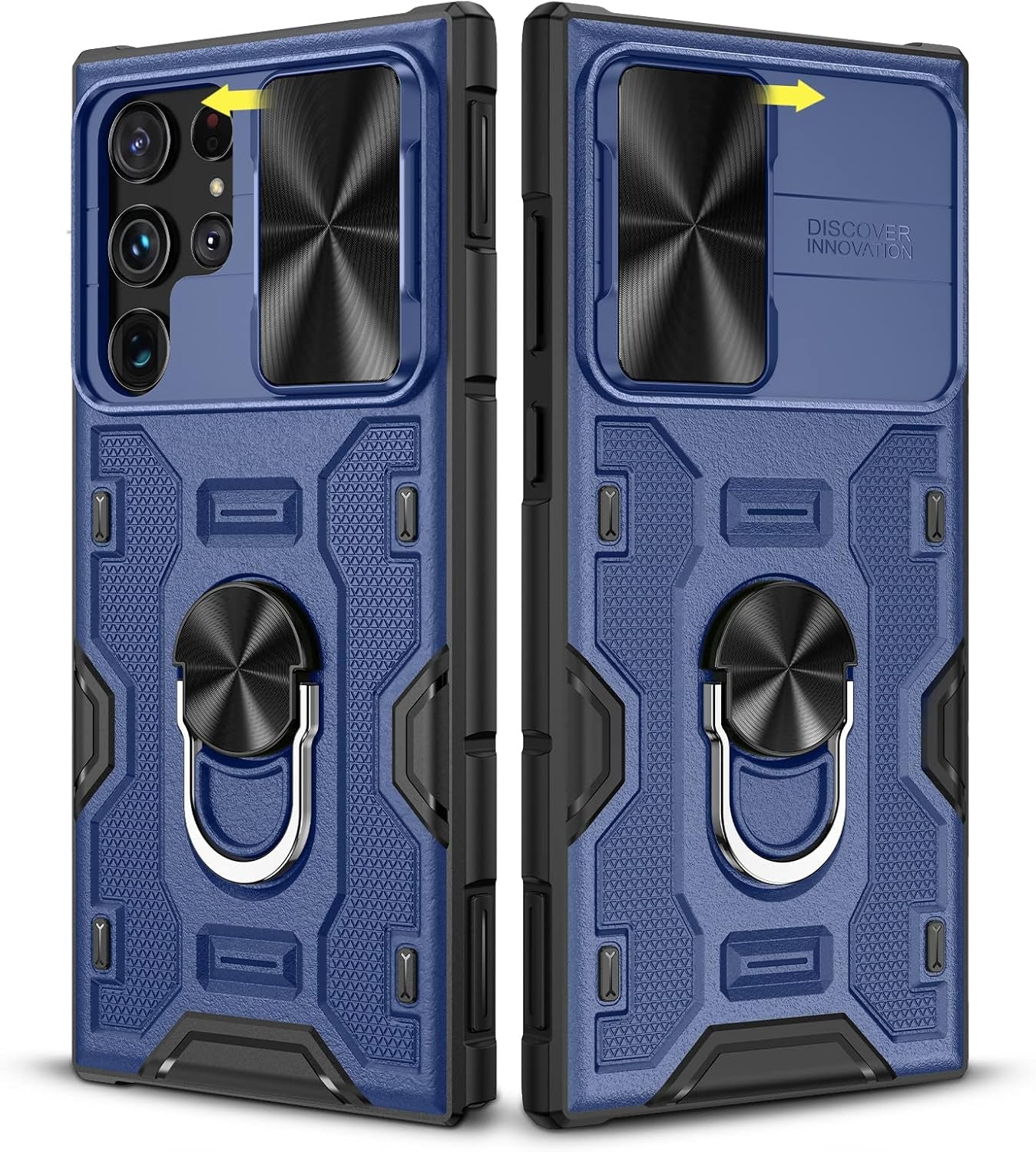 Caka for S22 Ultra Case, Galaxy S22 Ultra Case with Slide Camera Cover & Stand with Built-In 360° Rotate Ring Stand Magnetic Protective Case for Samsung Galaxy S22 Ultra 5G -Black