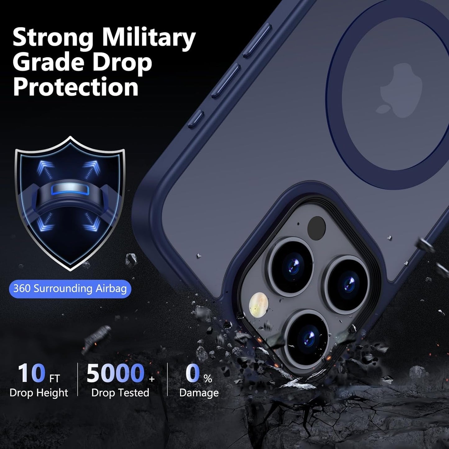 MGNOCDEF Magnetic Cases for Iphone 15 Pro Max Cases [Compatible with Magsafe & Military Grade Drop Protection], Slim Translucent Matte Back Phone Case for Iphone 15 Pro Max 6. 7", Blue  MGNOCDEF   