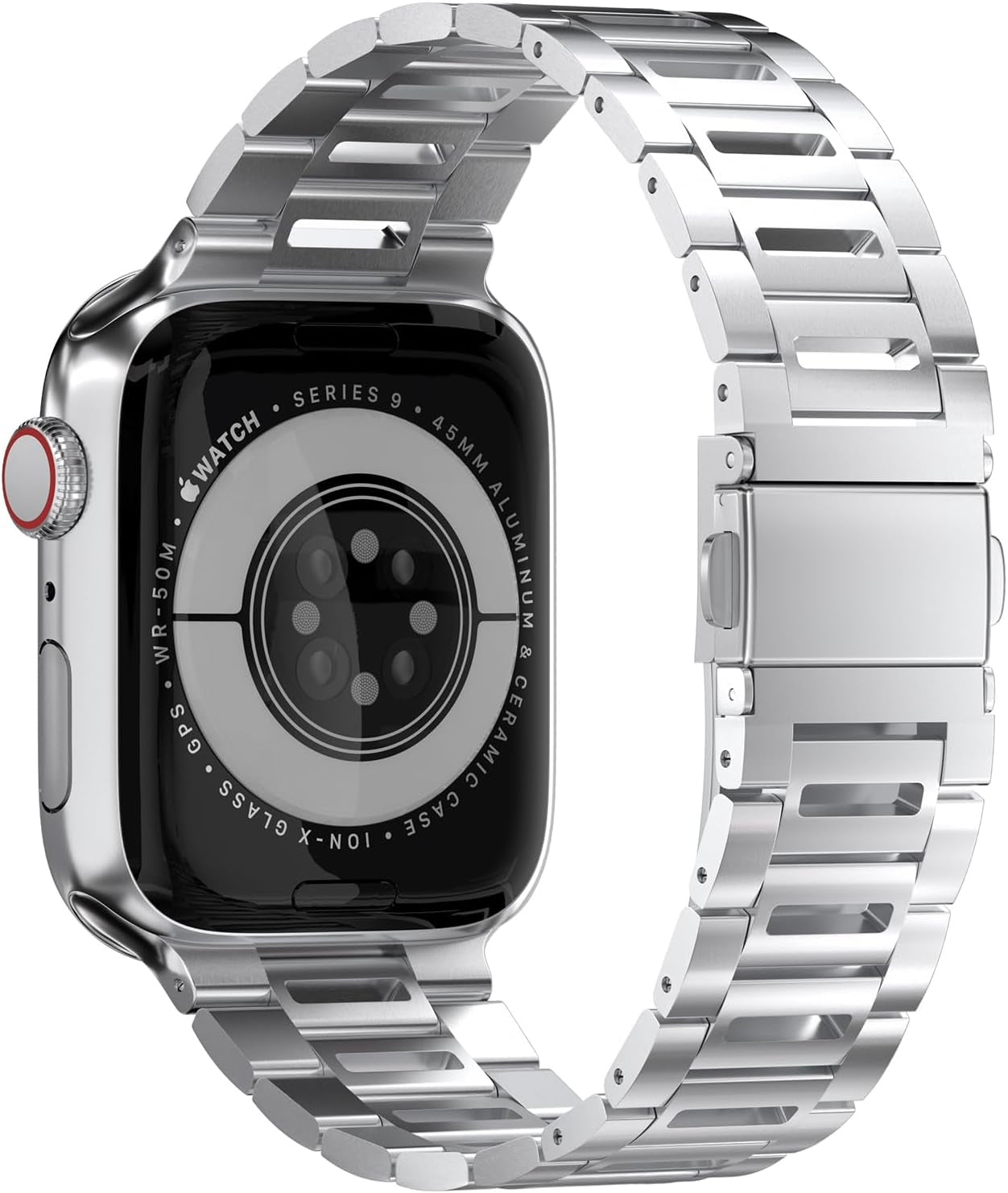 Finestone Metal Band for Apple Watch - Stainless Steel Apple Watch Band Compatible with Apple Watch 41Mm 40Mm 38Mm - Slim Hollow-Out Design Strap for Iwatch Series 9/8/7/6/5/4/3/2/1 SE Women Men Silver