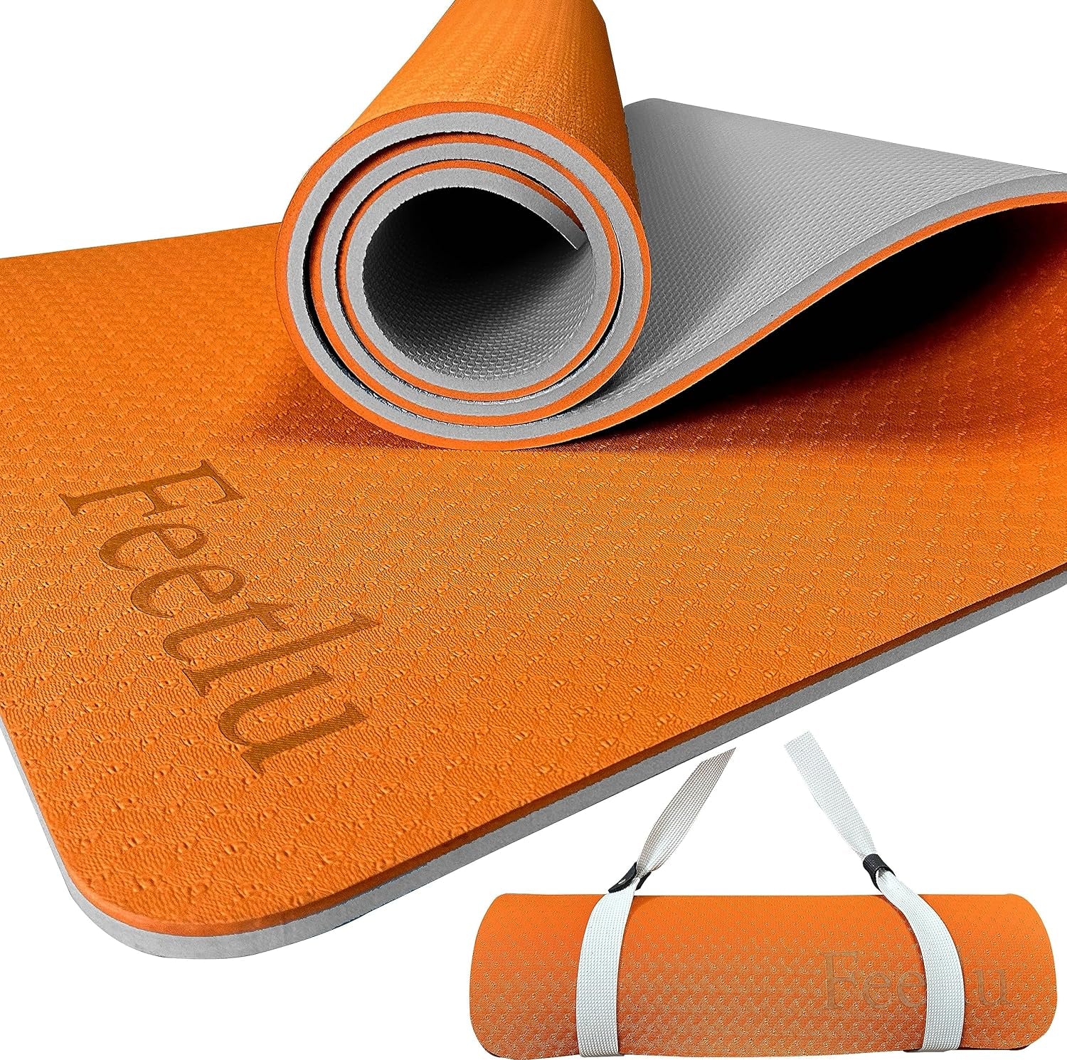 10Mm Thick Yoga Mat with Strap – Non-Skid Dual Surface, Eco-Friendly POE, for Women, Men, Kids. Perfect for Pilates, Yoga, Floor Workouts.