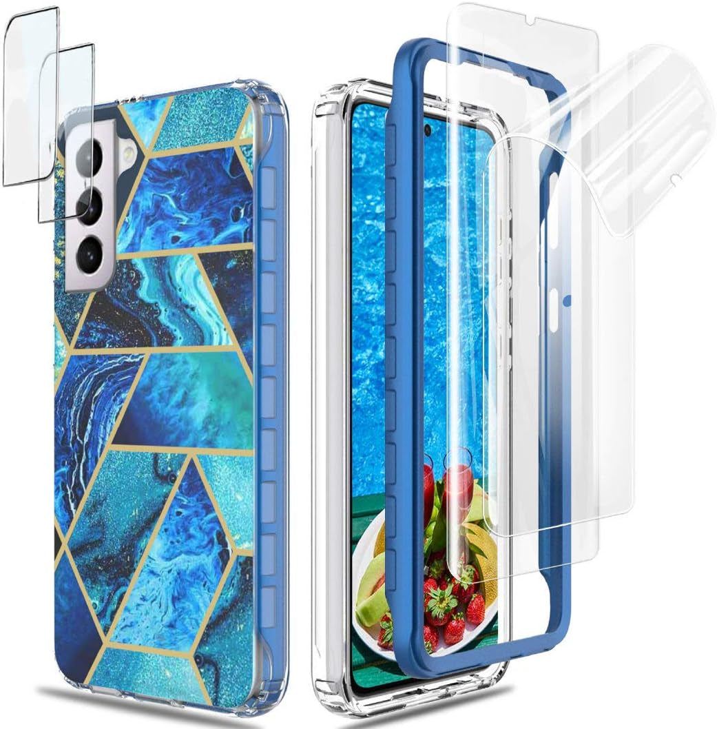 For Samsung Galaxy S22 Ultra Case with Screen Protector, 360 Rotate Ring Kickstand [Work with Magnetic Car Mount], Military Grade Shockproof Phone Case for Samsung S22 Ultra 6.8 Inch, Turquoise