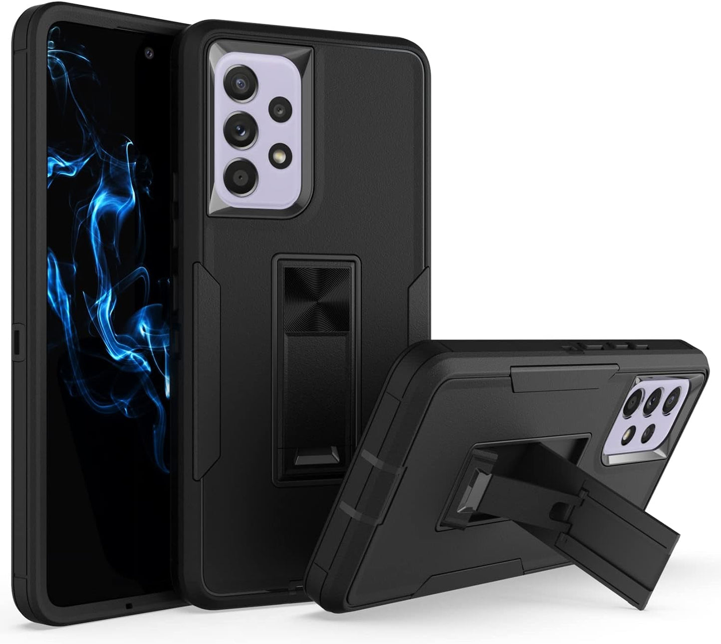 Designed for Samsung Galaxy A53 5G Kickstand Case with Military Grade Drop Protection Work with Magnetic Car Mount, Dustproof Waterproof Hybrid Hard PC Case for Men Women - Black