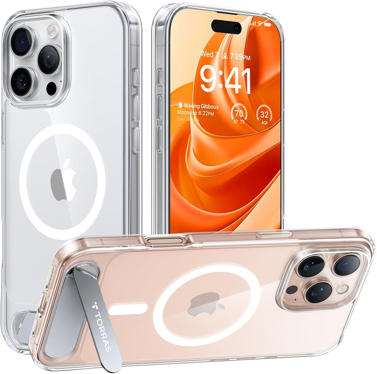 TORRAS Strong Magnetic & Seamless Stand for Iphone 17 Pro Max Case, Fit for Magsafe, Military Grade Drop Protection, Invisible Adjustable Kickstand, Camera Control Button, Translucent Matte Deep Blue