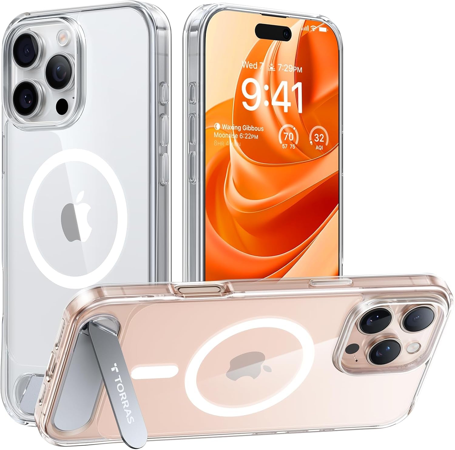 TORRAS Strong Magnetic & Seamless Stand for Iphone 17 Pro Max Case, Fit for Magsafe, Military Grade Drop Protection, Invisible Adjustable Kickstand, Camera Control Button, Translucent Matte Deep Blue