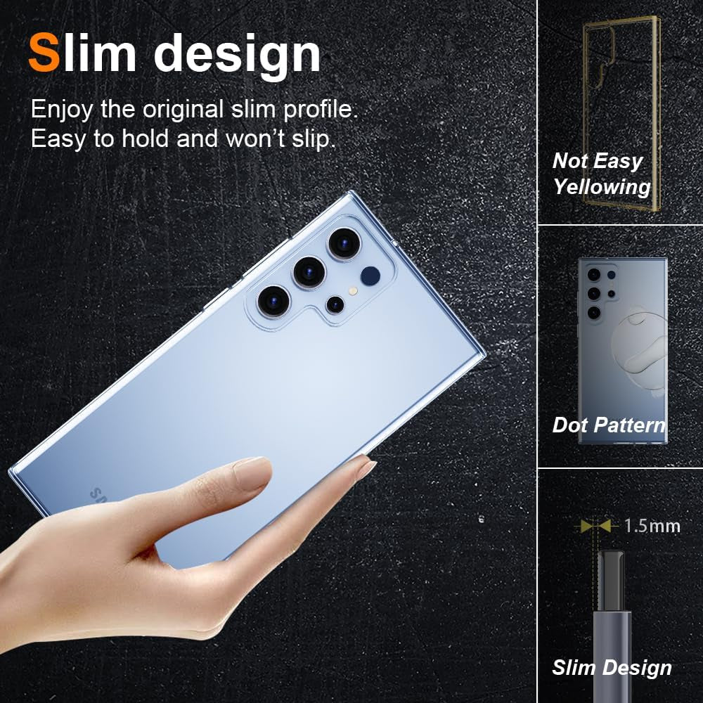 Crystal Clear Samsung Galaxy S22 Ultra Case.Soft Slim Fit Transparent Plastic TPU Protective Silicone Cover Phone Case for Samasung S22 Ultra [Slim Thin & Comfort Grip] [Shockproof]